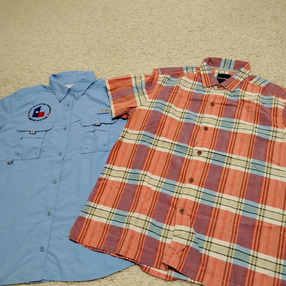 Mens Shirt Lot Of 2 Mens Large Beach Button Tommy Bahama Columbia PFG Designer